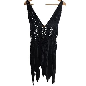 S&S Women's Black Crochet Sleeveless Mesh Top Festival Vest